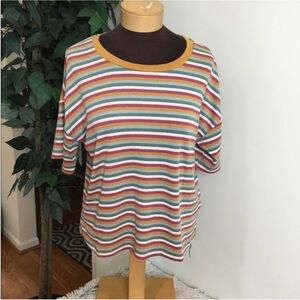 Pink Republic cropped short sleeve striped tee Woman’s Juniors size XXL
